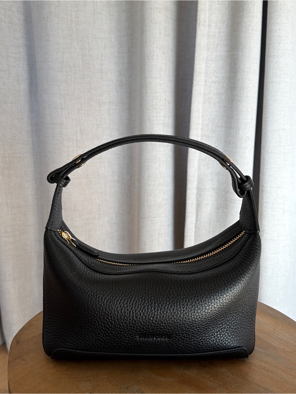 The Horse Harri Bag - Black Pebbled Leather Shoulder Bag with Gold Hardware